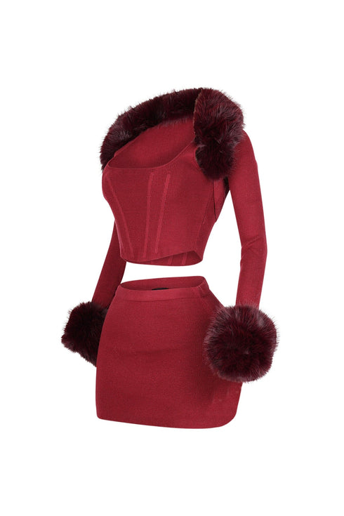 Dakota Fur Trim Knit 3 Piece SET